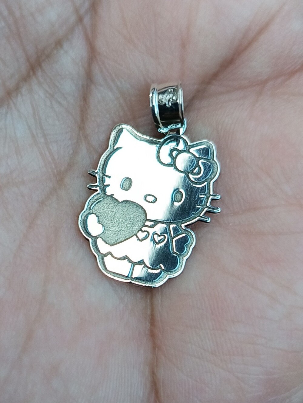 925 Sterling Silver Kitty Heart Pendant
